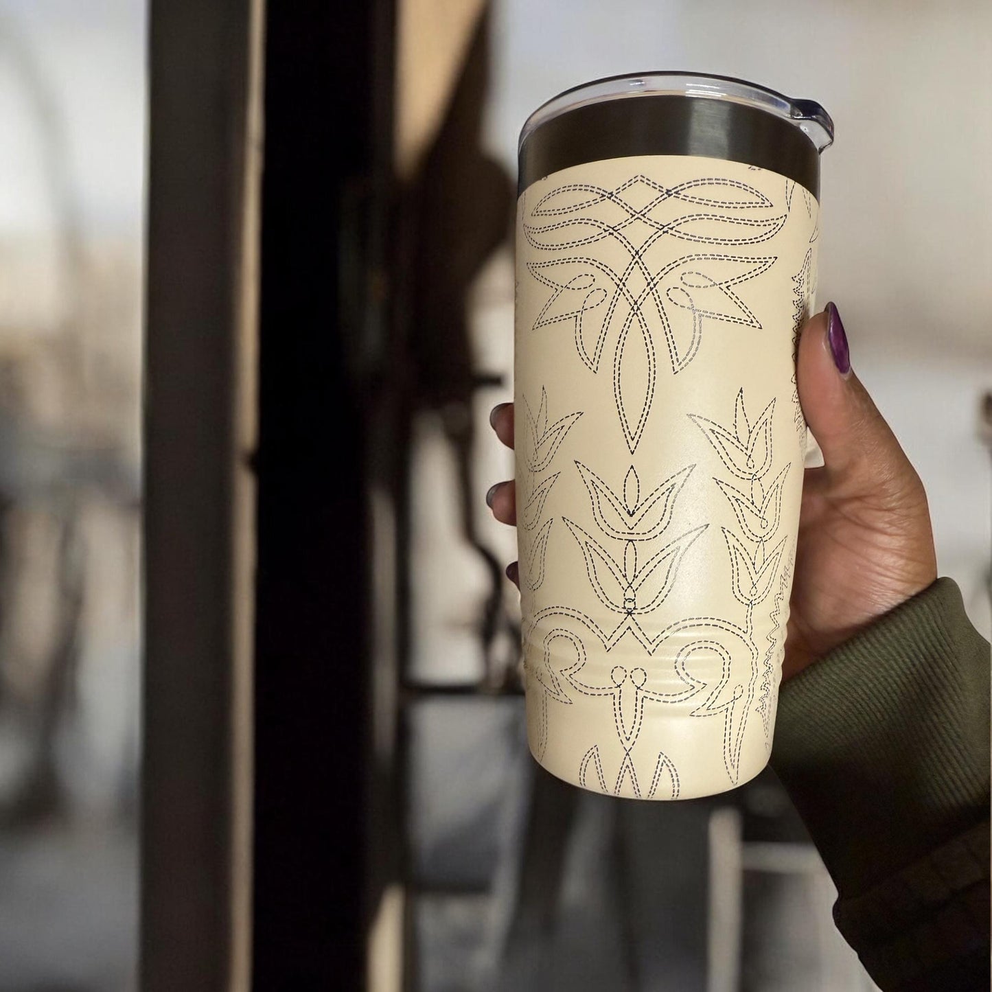 Western Boot Stitch Engraved Tumbler