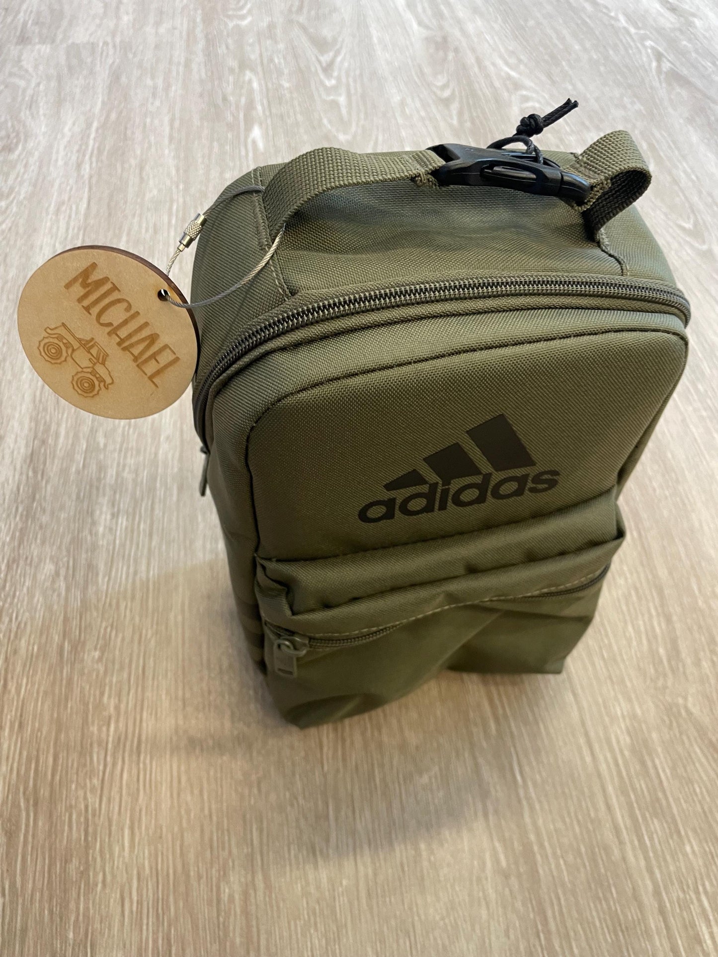 Custom Engraved Wooden Backpack Tag – Personalized Name Tag for Kids, School Bags, and Sports Gear