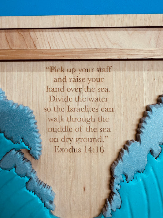 Parted Sea faith-3D Wood Wall Art Featuring Exodus 14:16