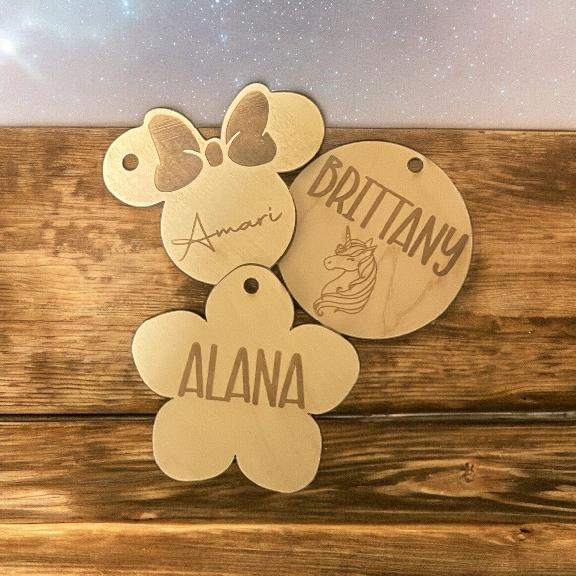 Custom Engraved Wooden Backpack Tag – Personalized Name Tag for Kids, School Bags, and Sports Gear