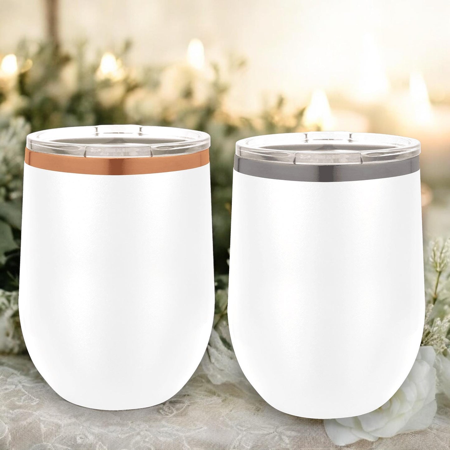 Personalized 12oz Stemless Wine Tumbler – Wedding Collection