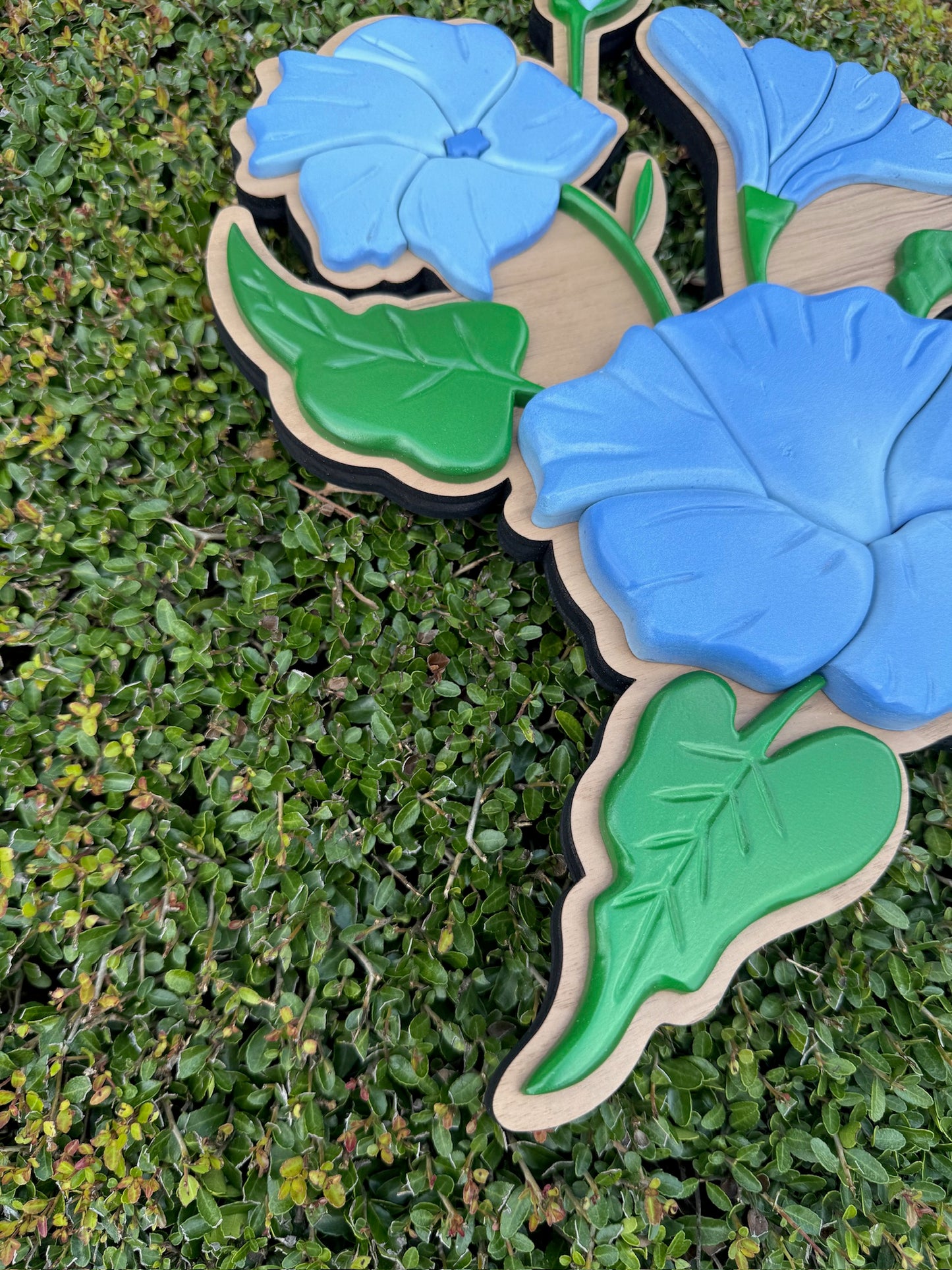 Blue Morning Glory | Dimensional Wood Floral Wall Art