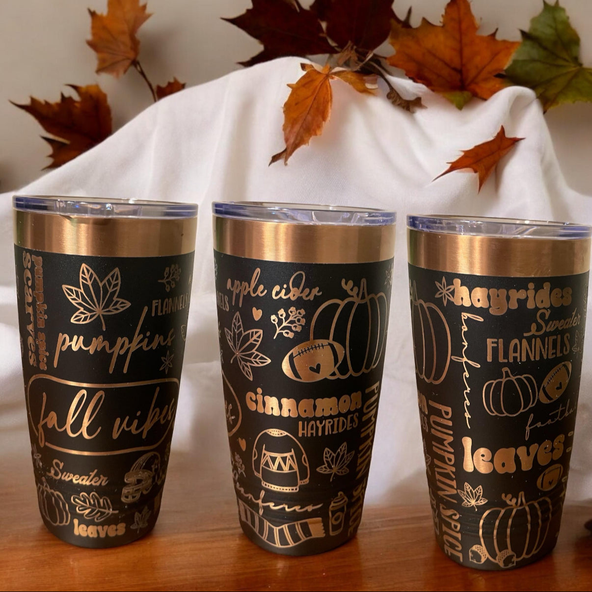 Fall Vibes Engraved Tumbler – 20oz Autumn
