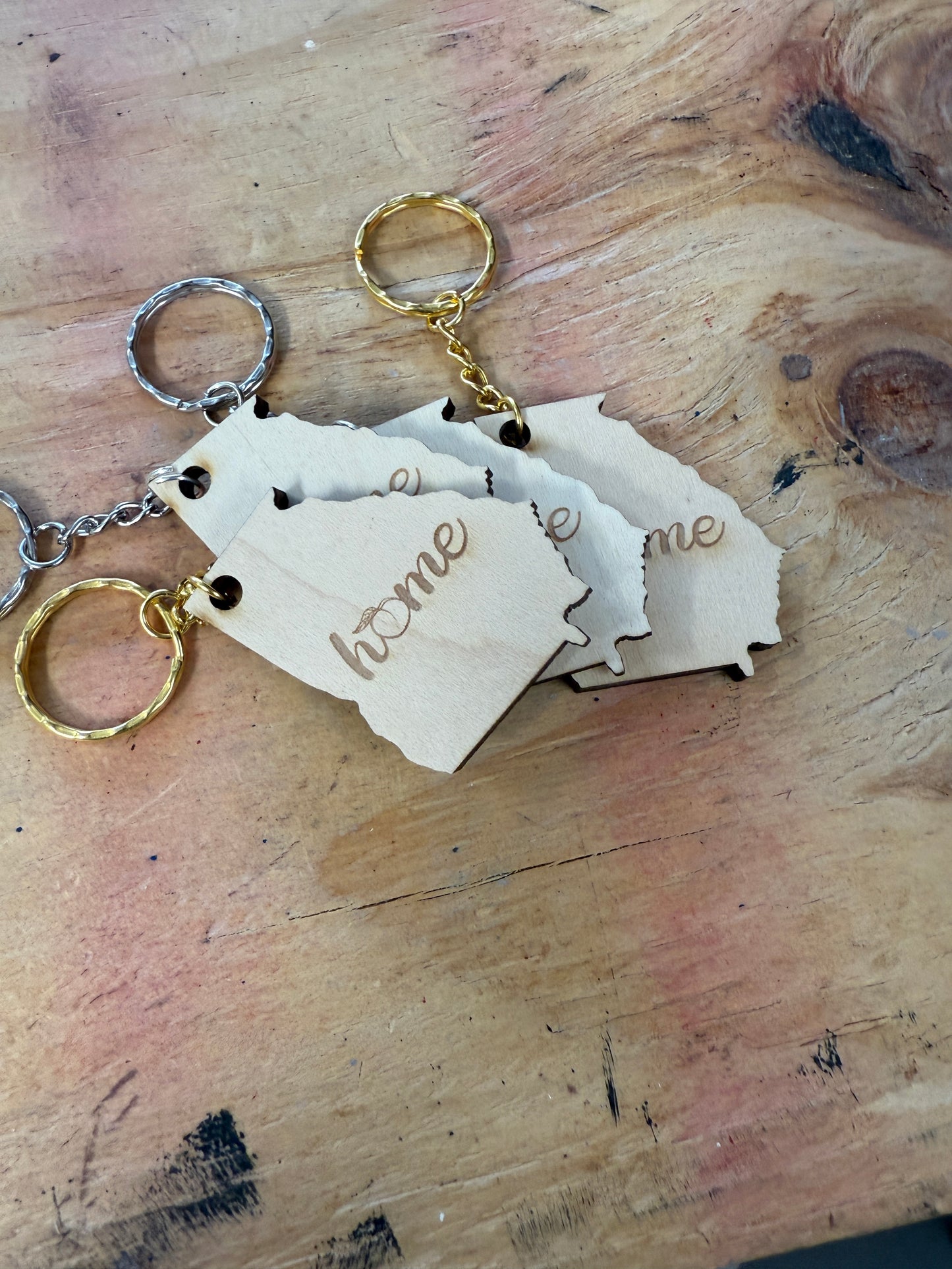 Georgia “Home” Wooden Keychain
