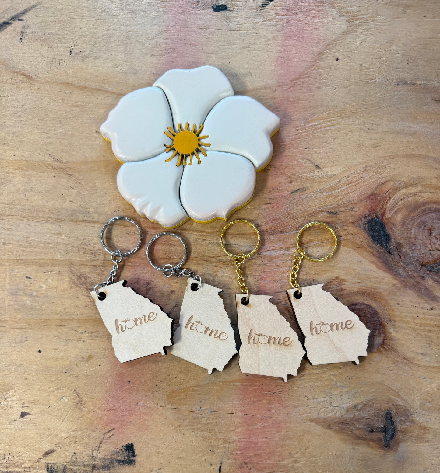 Georgia “Home” Wooden Keychain