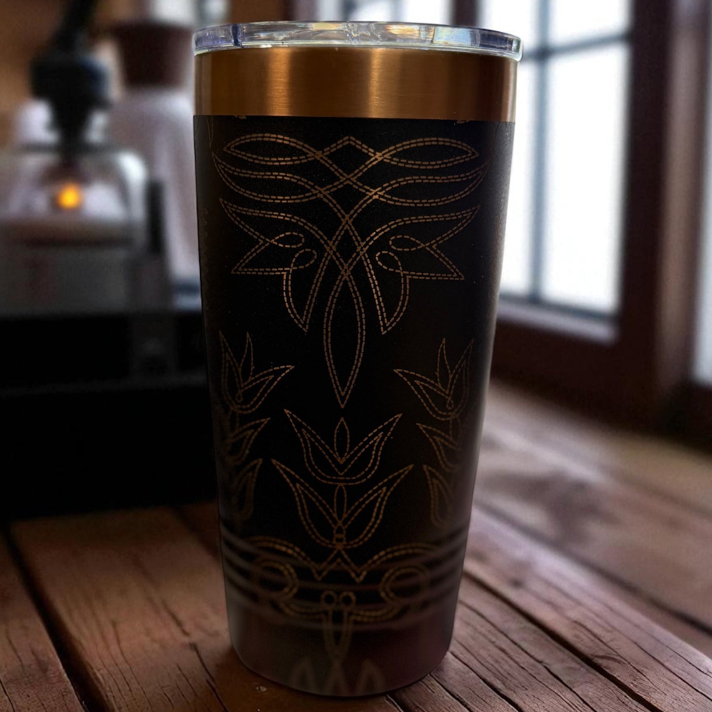 Western Boot Stitch Engraved Tumbler