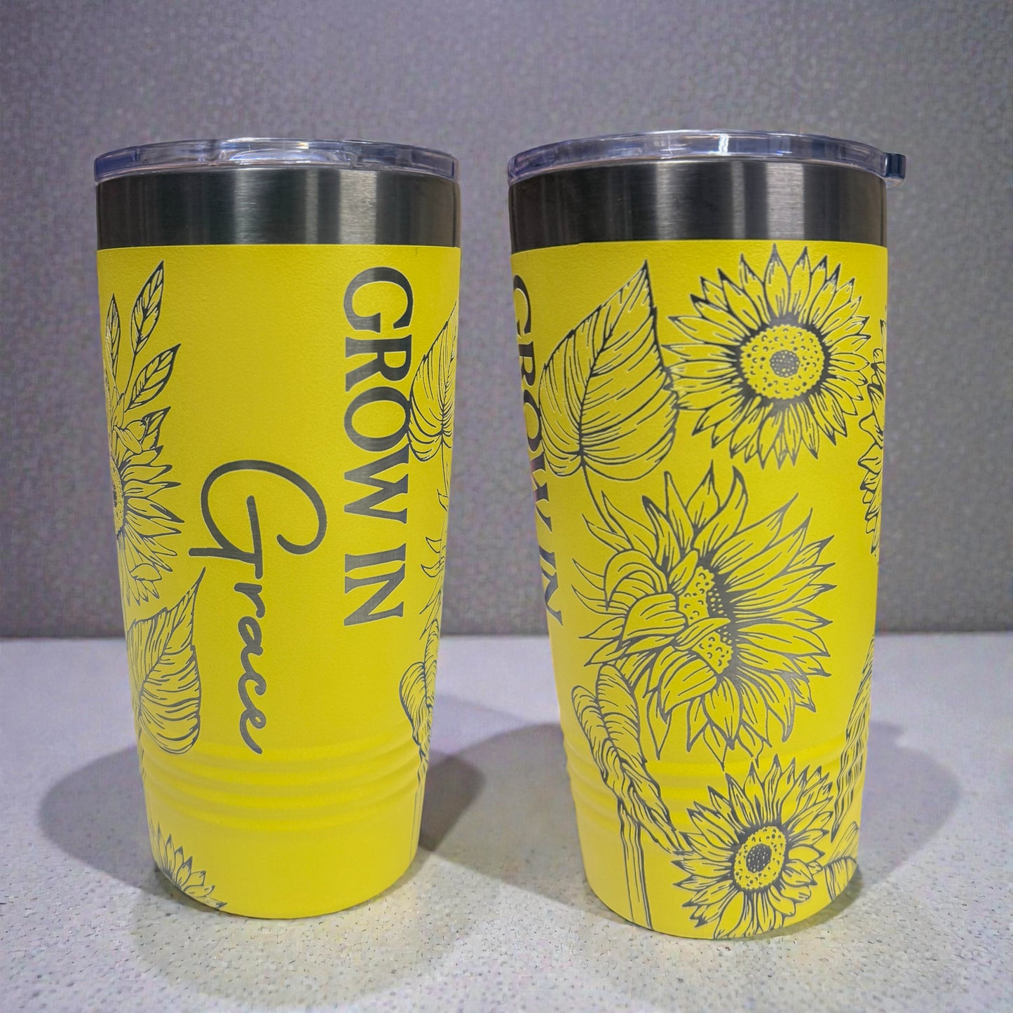 Grow in Grace | Sunflower Engraved Tumbler