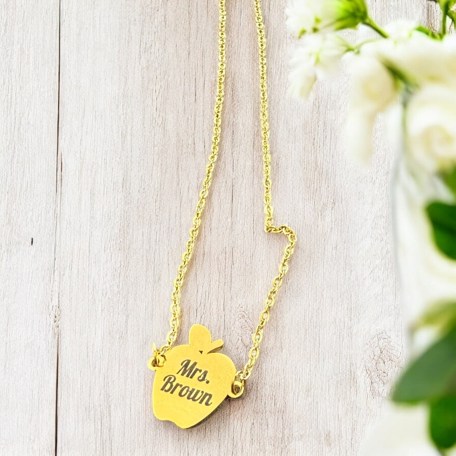 Personalized Apple Necklace β Teach. Love. Inspire. π