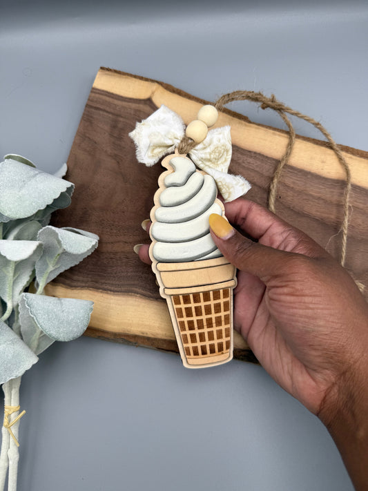 "Swirls of Grace" – Ice Cream Decor| Summer Shelf Accent