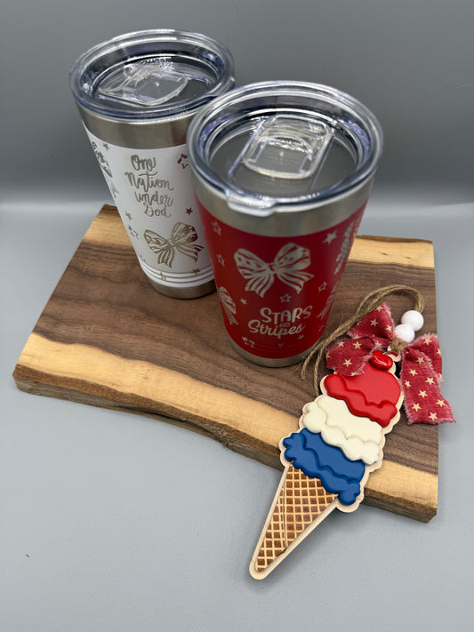 "Triple Scoop of Joy" – Custom Ice Cream Charm with Color Options| Summer Shelf Accent