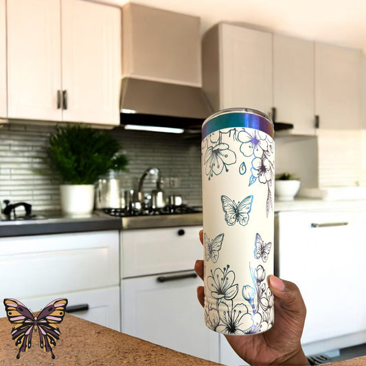 Cherry Blossom & Butterfly Engraved 22oz Prism Tumbler