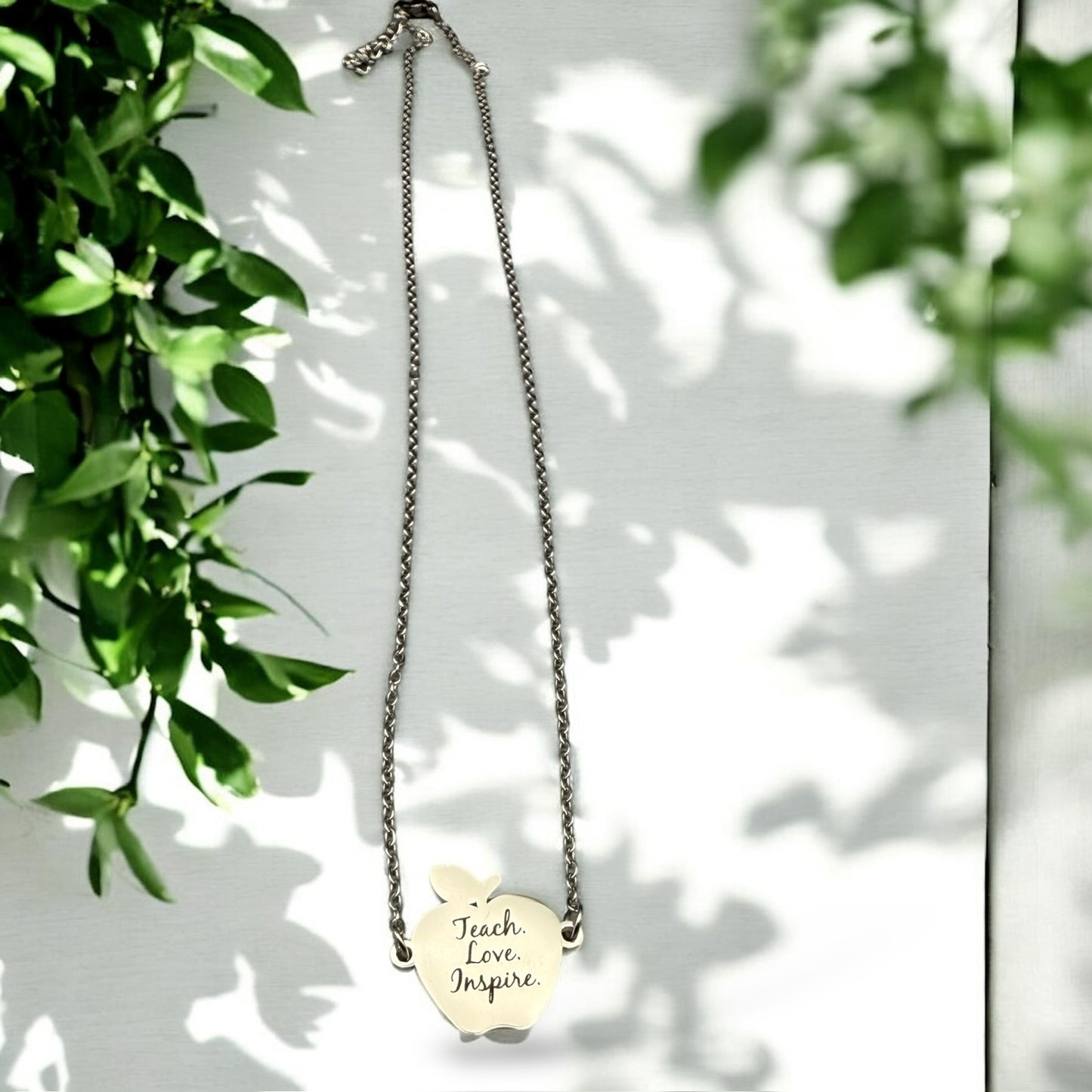 Personalized Apple Necklace β Teach. Love. Inspire. π