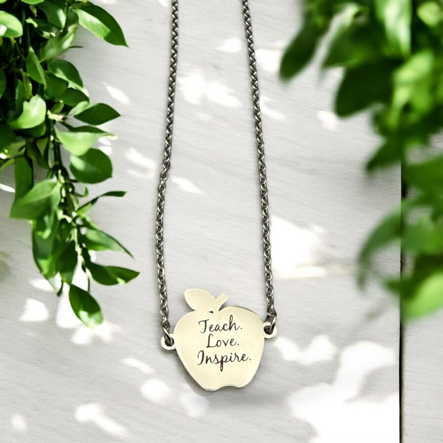 Personalized Apple Necklace β Teach. Love. Inspire. π