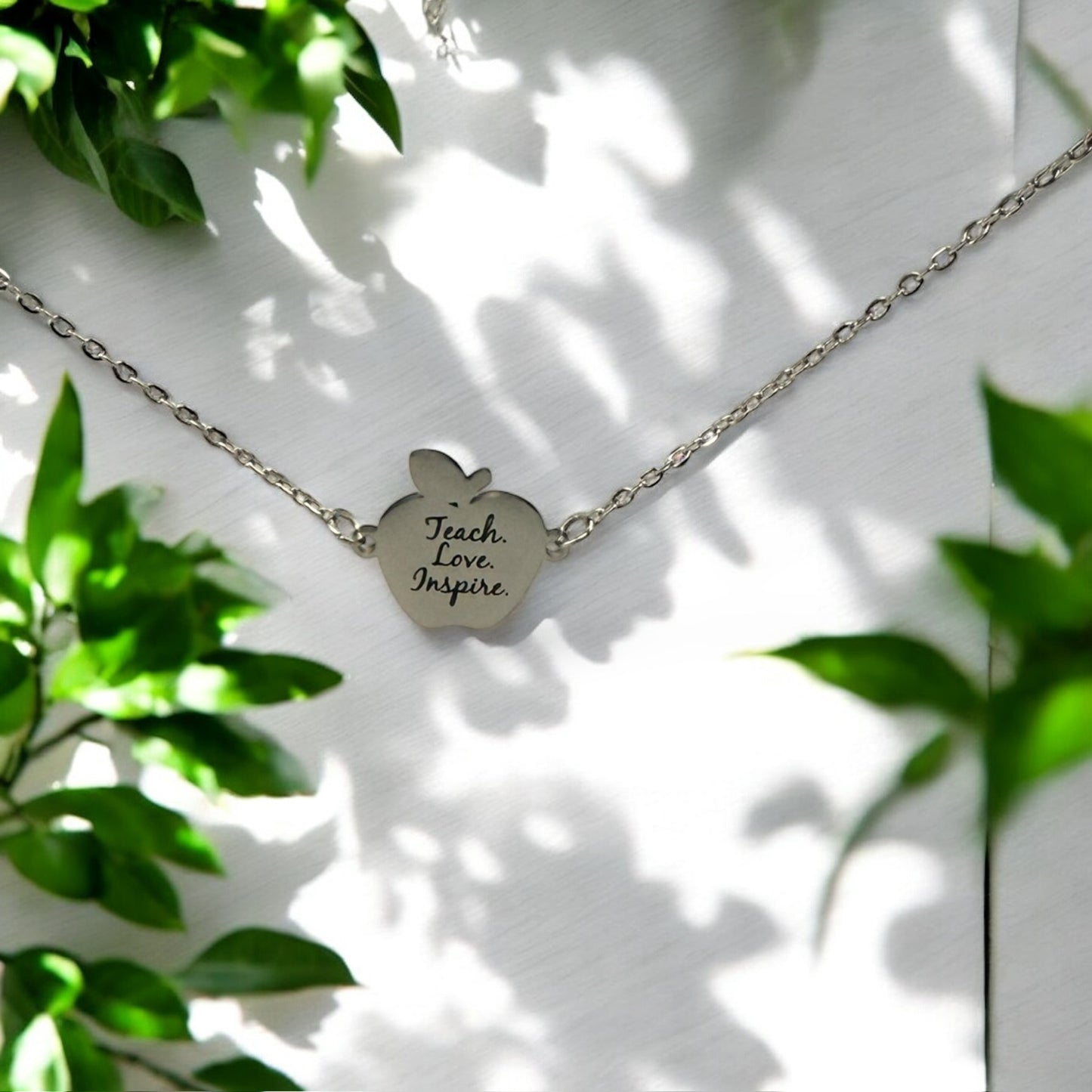 Personalized Apple Necklace β Teach. Love. Inspire. π