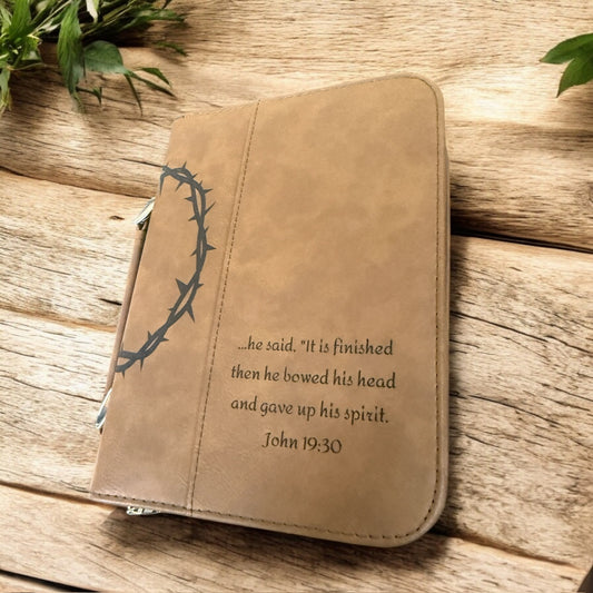 Personalized Bible Cover With Crown of Thorns and John 19:30