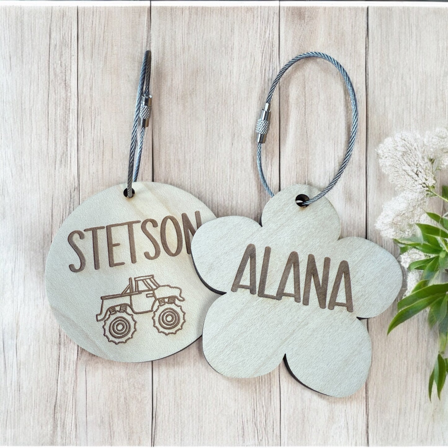 Custom Engraved Wooden Backpack Tag – Personalized Name Tag for Kids, School Bags, and Sports Gear