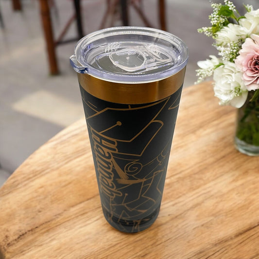 Personalized Graduation Tumbler – 22oz Skinny Stainless Steel with Name & Cap Design