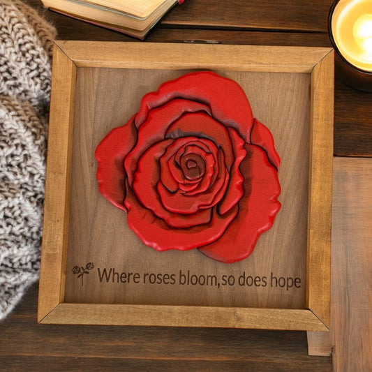 Where Roses Bloom 3D Wood Wall Art Framed Sign