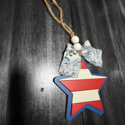 "Stripes of Freedom" – Patriotic Star Charm| Patriotic Decor