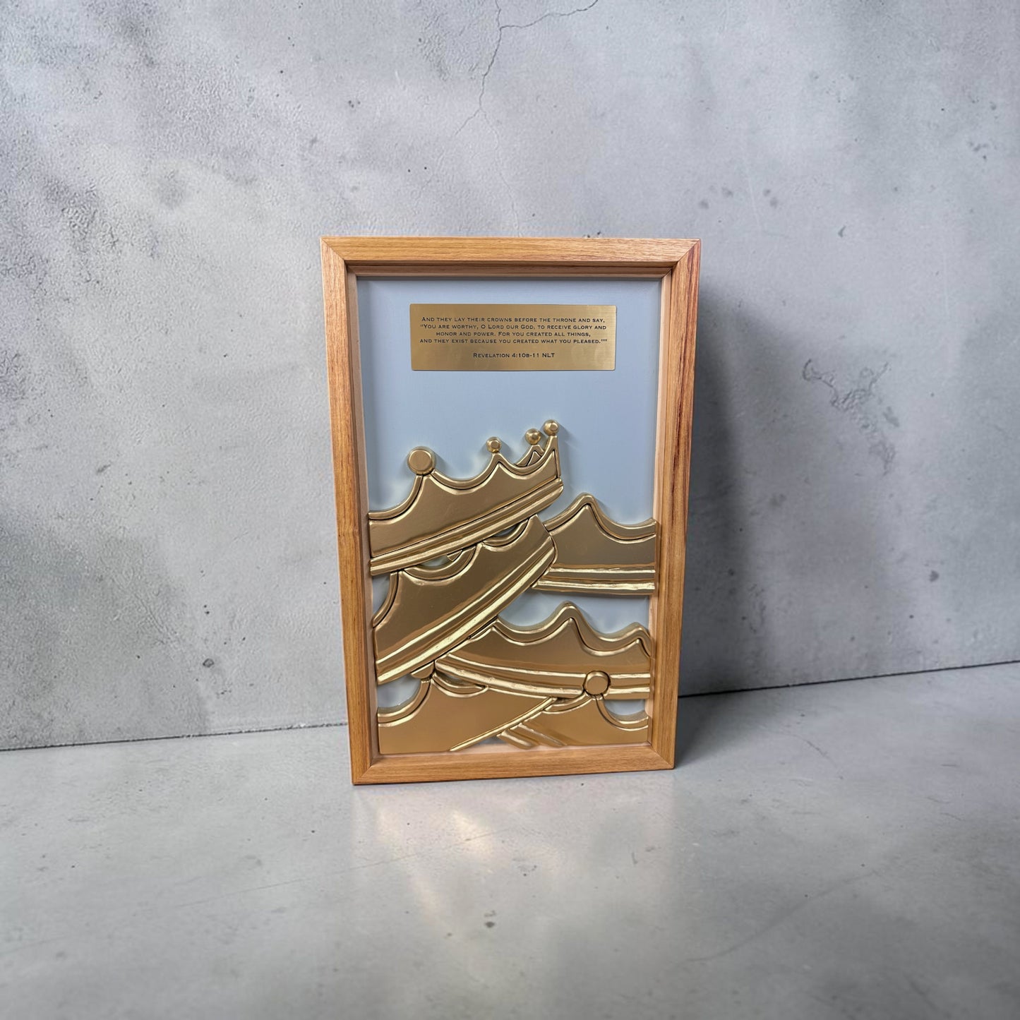 Victory Realized Christian Wall Art | Revelation 4:10-11 Inspired Scripture Decor | Providence Collection