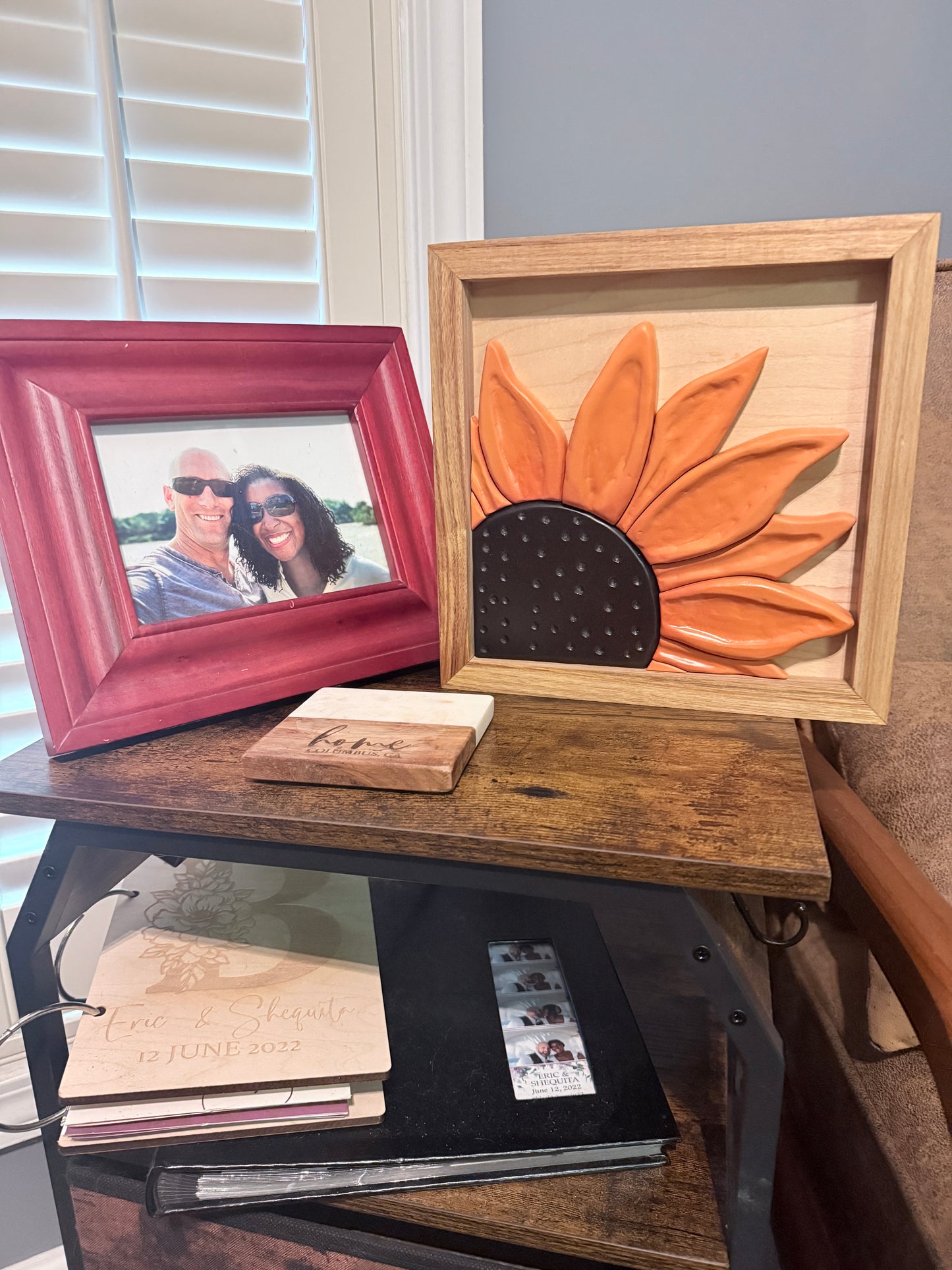 Carved Sunflower Wood Art | Framed Botanical Wall Decor