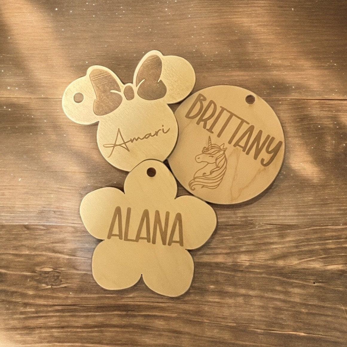 Custom Engraved Wooden Backpack Tag – Personalized Name Tag for Kids, School Bags, and Sports Gear