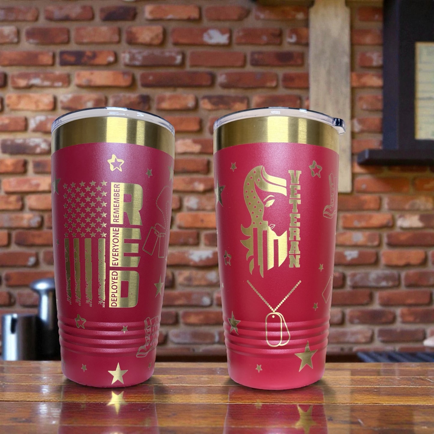 Patriotic Military Engraved Tumbler - R.E.D. (Remember Everyone Deployed)