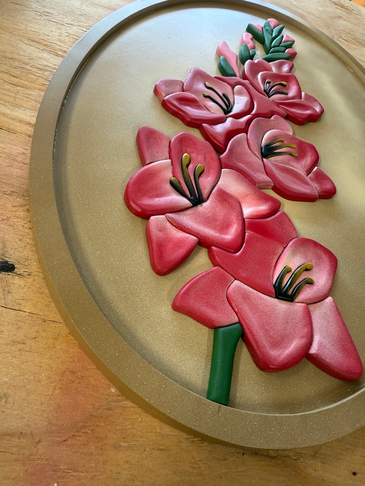 Gladiolus Wood Art – Handcrafted Birth Flower August