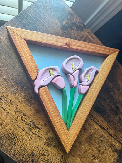 Triangle Calla Lily Wall Art | Layered Wood Botanical