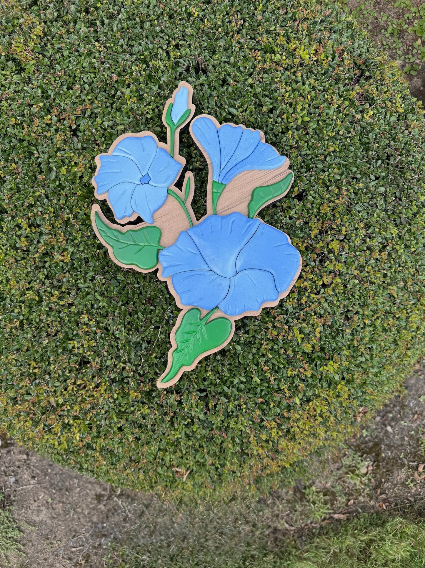 Blue Morning Glory | Dimensional Wood Floral Wall Art