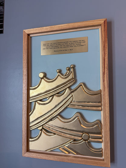 Victory Realized Christian Wall Art | Revelation 4:10-11 Inspired Scripture Decor | Providence Collection