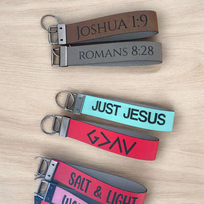 Llavero cristiano personalizado con escrituras, llavero de pulsera, llavero de tela, llavero de cuero, regalos cristianos, llavero de bautismo.