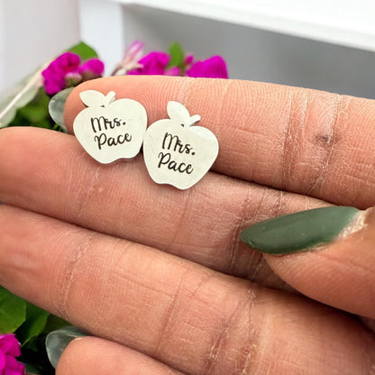 Pendientes personalizados de agradecimiento para profesores, personalizados con nombre, pendientes de frutas, regalo de agradecimiento, pendientes con forma de manzana, regreso a clases