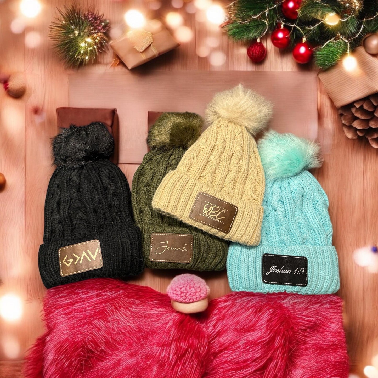 Gorro de invierno personalizado con parche de cuero, gorro promocional para negocios, regalo de Navidad para amigos, regalo para mamá o hermana, gorro de punto.