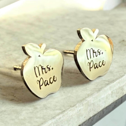 Pendientes personalizados de agradecimiento para profesores, personalizados con nombre, pendientes de frutas, regalo de agradecimiento, pendientes con forma de manzana, regreso a clases