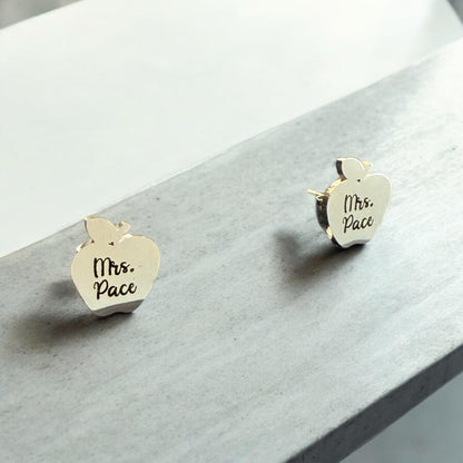 Pendientes personalizados de agradecimiento para profesores, personalizados con nombre, pendientes de frutas, regalo de agradecimiento, pendientes con forma de manzana, regreso a clases