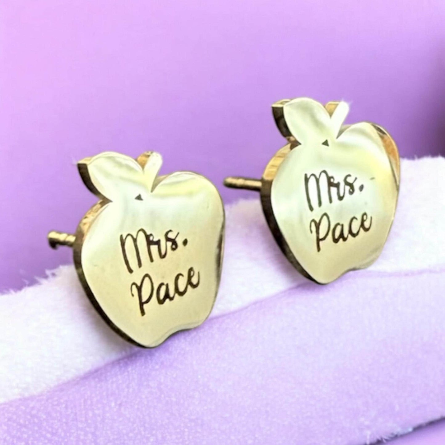 Pendientes personalizados de agradecimiento para profesores, personalizados con nombre, pendientes de frutas, regalo de agradecimiento, pendientes con forma de manzana, regreso a clases