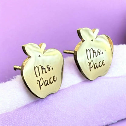 Pendientes personalizados de agradecimiento para profesores, personalizados con nombre, pendientes de frutas, regalo de agradecimiento, pendientes con forma de manzana, regreso a clases