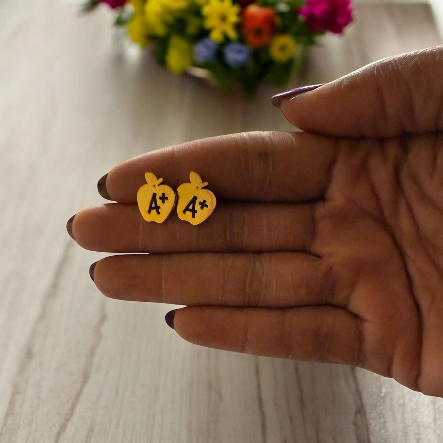 Pendientes personalizados de agradecimiento para profesores, personalizados con nombre, pendientes de frutas, regalo de agradecimiento, pendientes con forma de manzana, regreso a clases