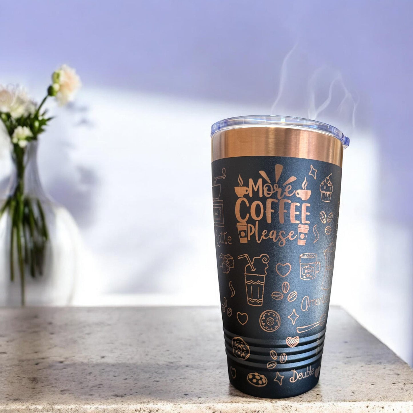 Regalo para amantes del café, vaso grabado con arte, regalos para baristas, regalos para compañeros de trabajo, regalo de elefante blanco, regalo para abuelos.