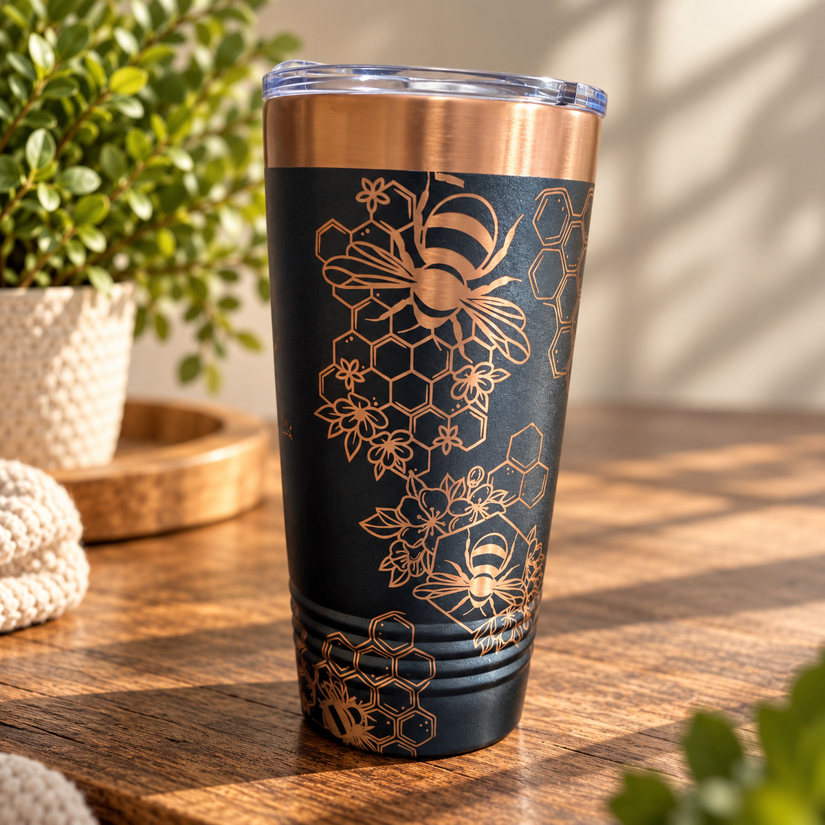 Honeycomb & Bees Engraved Tumbler – Proverbs 16:24, 20 oz
