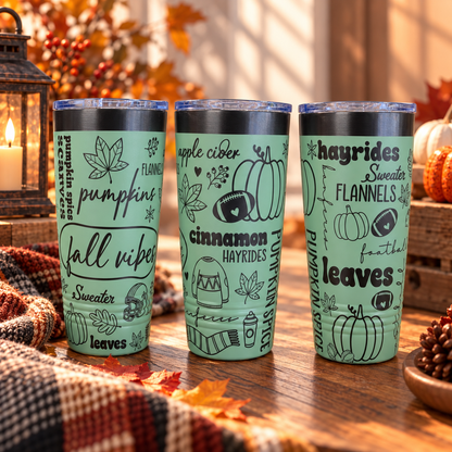 Fall Favorites Engraved Tumbler – Autumn Design, 20 oz