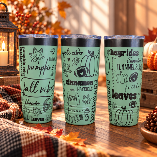 Fall Favorites Engraved Tumbler – Autumn Design, 20 oz
