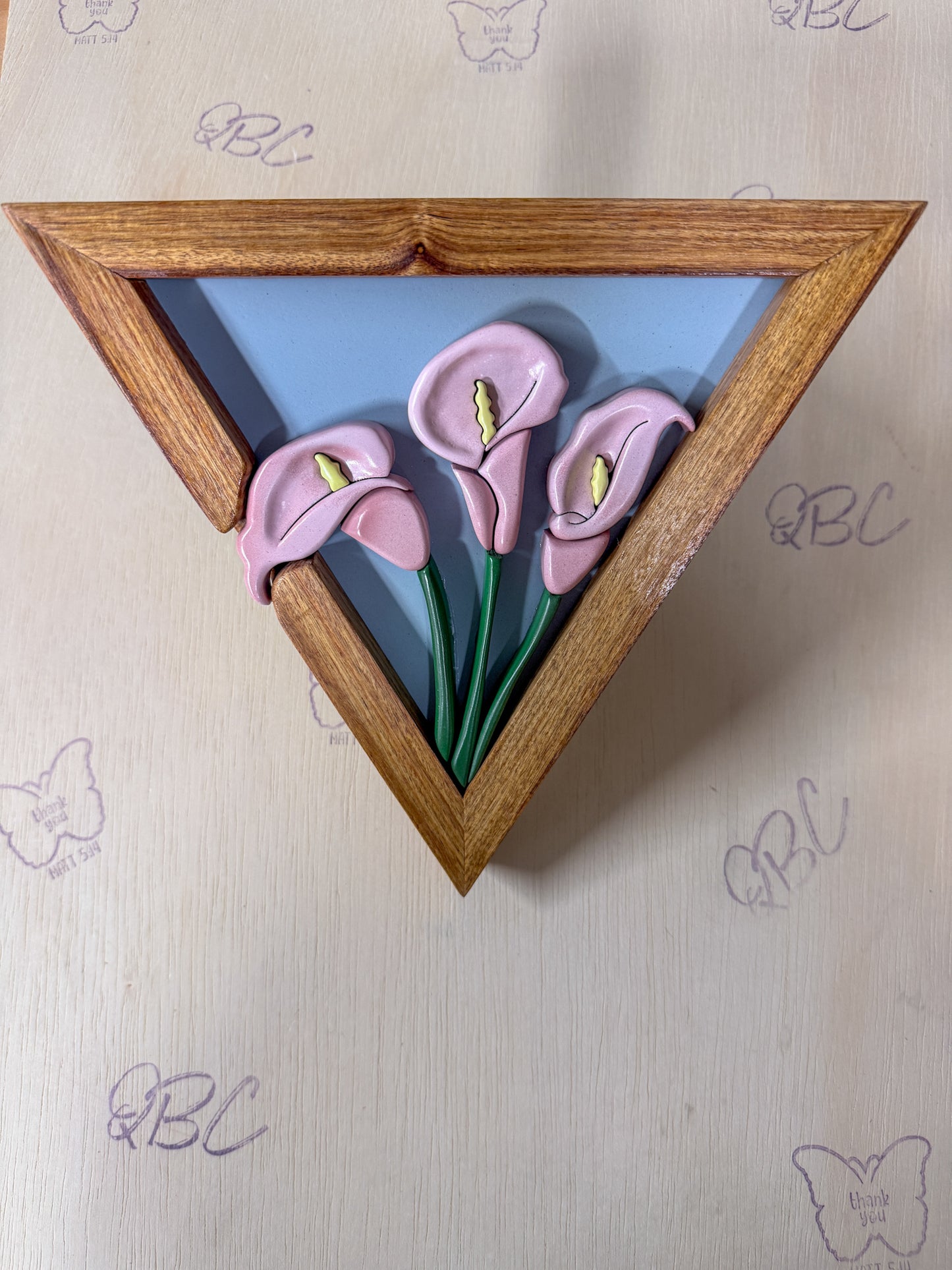 Triangle Calla Lily Wall Art | Layered Wood Botanical