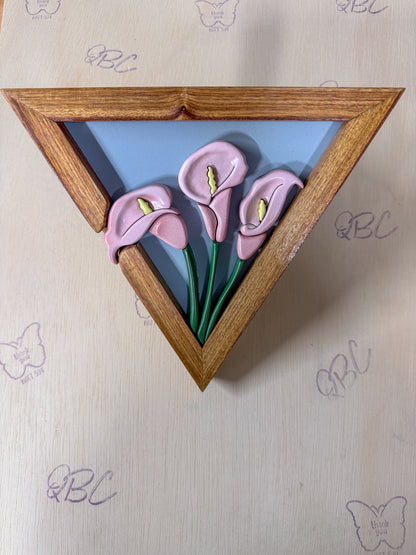 Triangle Calla Lily Wall Art | Layered Wood Botanical