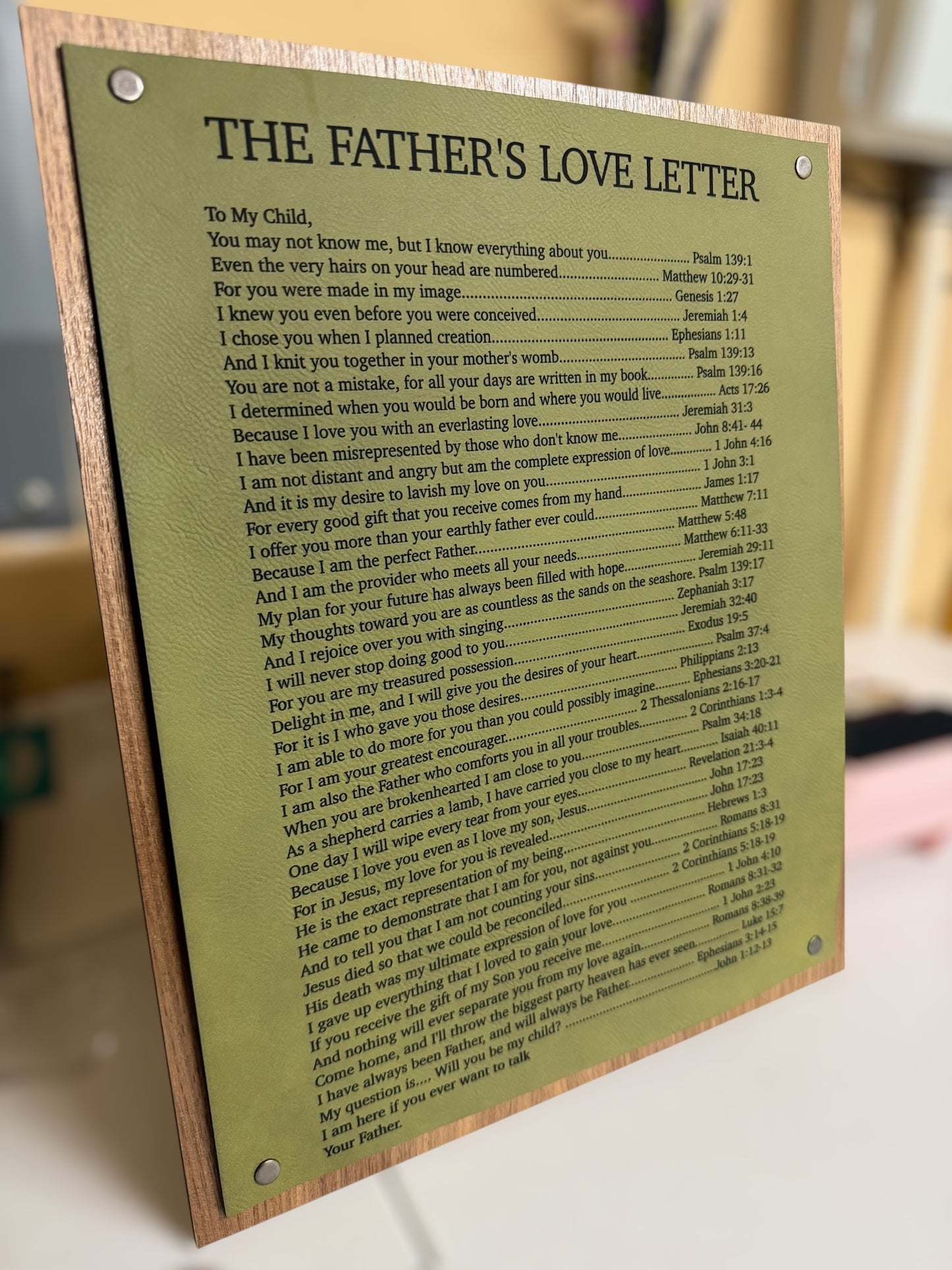 The Father’s Love Letter Engraved Wood Sign | Christian Wall Art