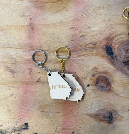 Georgia “Home” Wooden Keychain