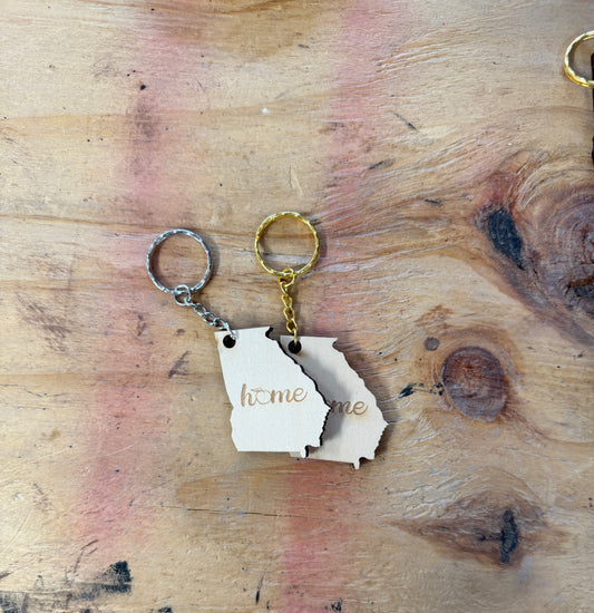 Georgia “Home” Wooden Keychain