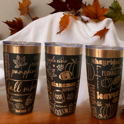 Fall Vibes Engraved Tumbler – 20oz Autumn