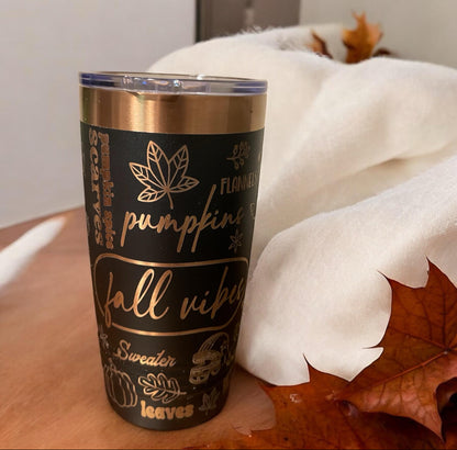 Fall Vibes Engraved Tumbler – 20oz Autumn